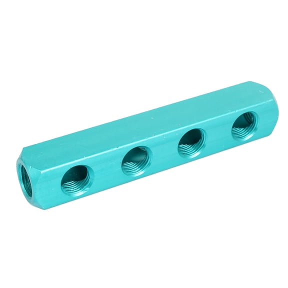 Unique Bargains 1/2BSP Thread 4 Ways Quick Connect Air Hose Inline Manifold Splitter Block Blue
