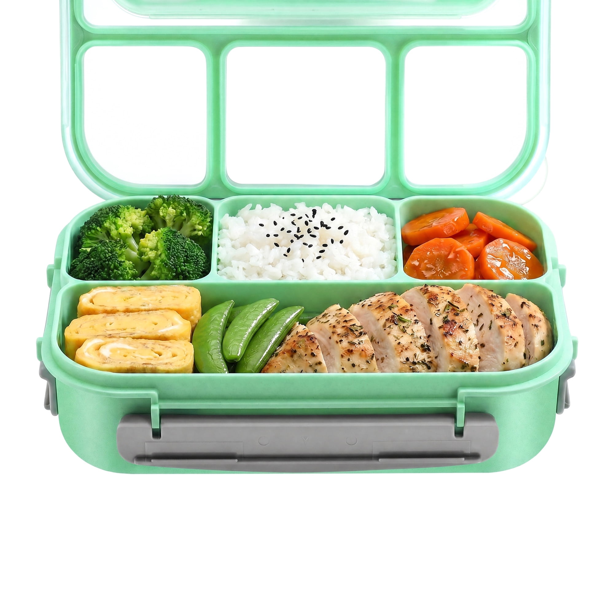 Unique Bargains 1.3L Leak-Proof Meal Prep Container Adult Lunch Bento Box Green-2