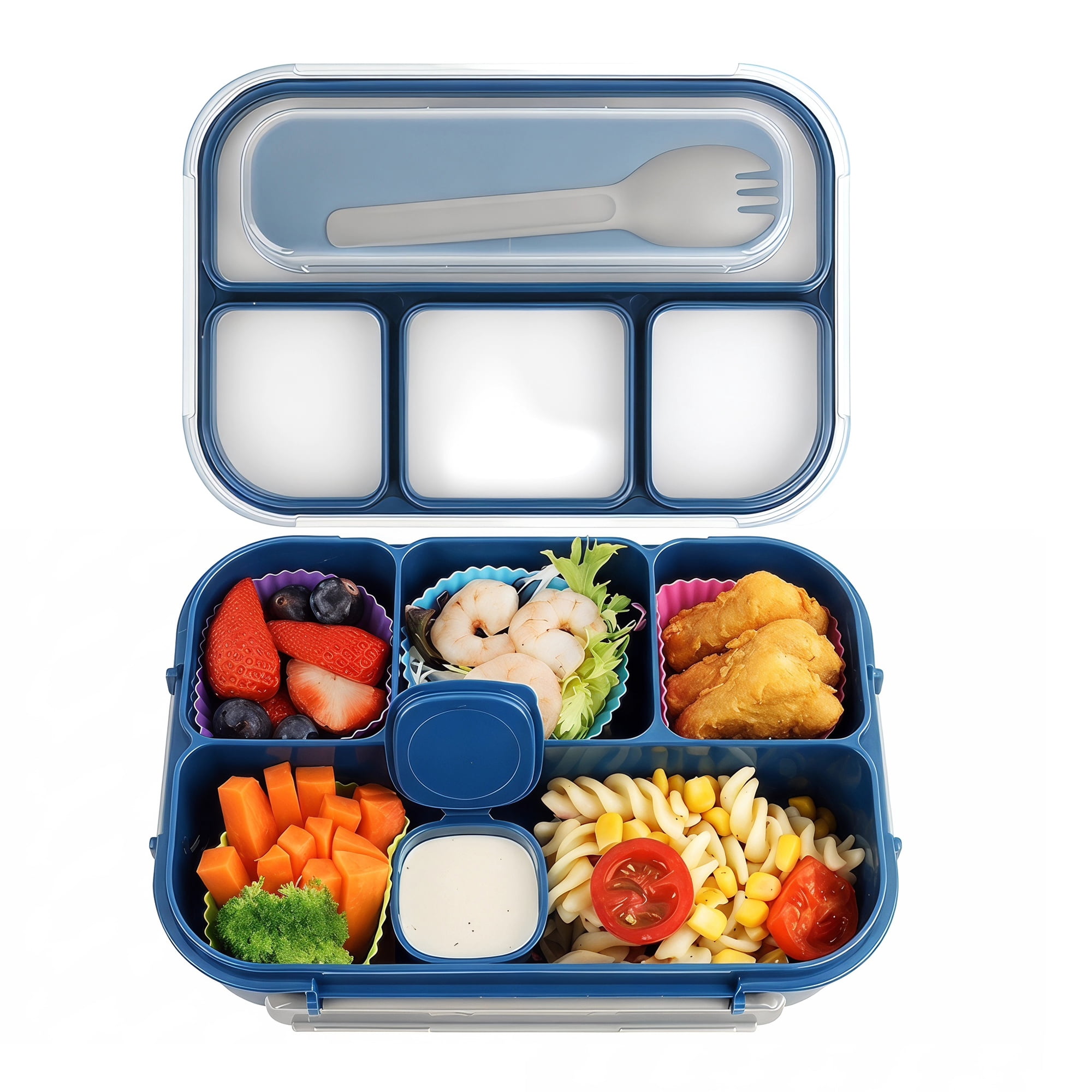 Unique Bargains 1.3L Leak-Proof Meal Prep Container Adult Lunch Bento Box Navy Blue-1