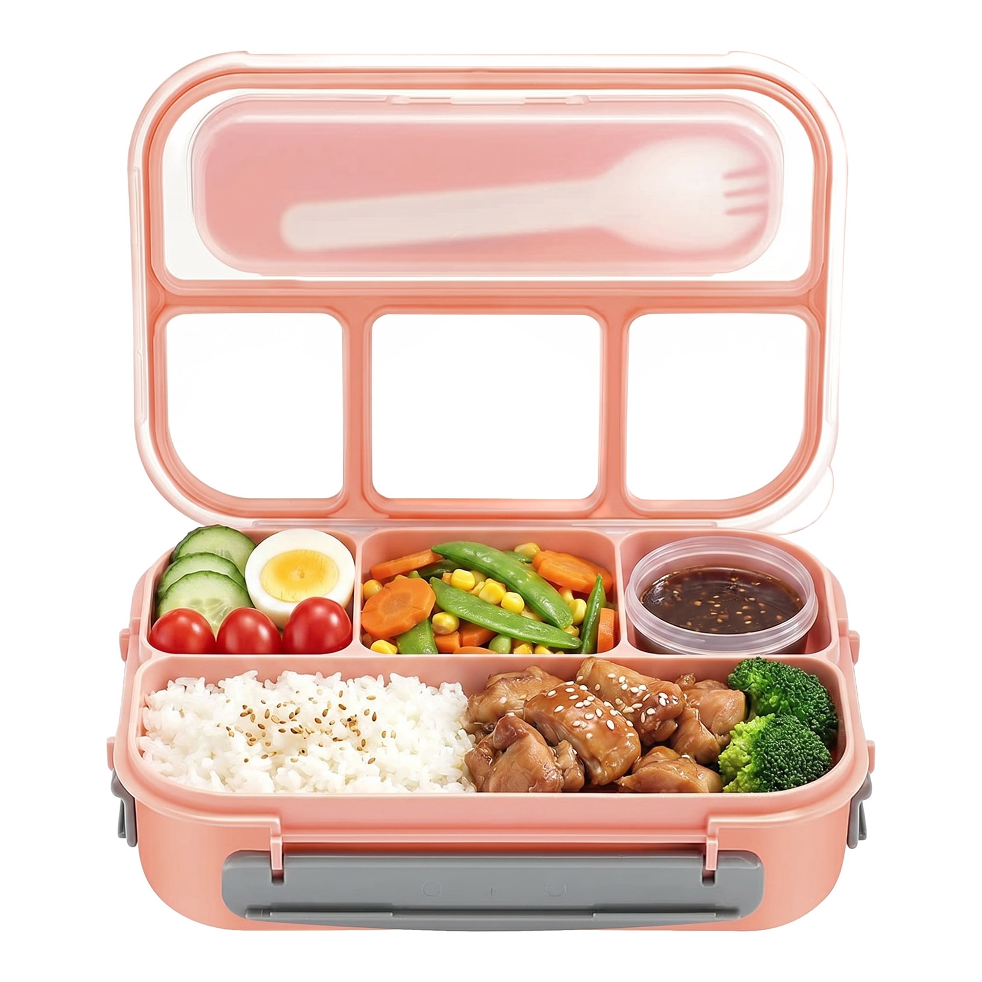 Unique Bargains 1.3L Leak-Proof Meal Prep Container Adult Lunch Bento Box Pink-2