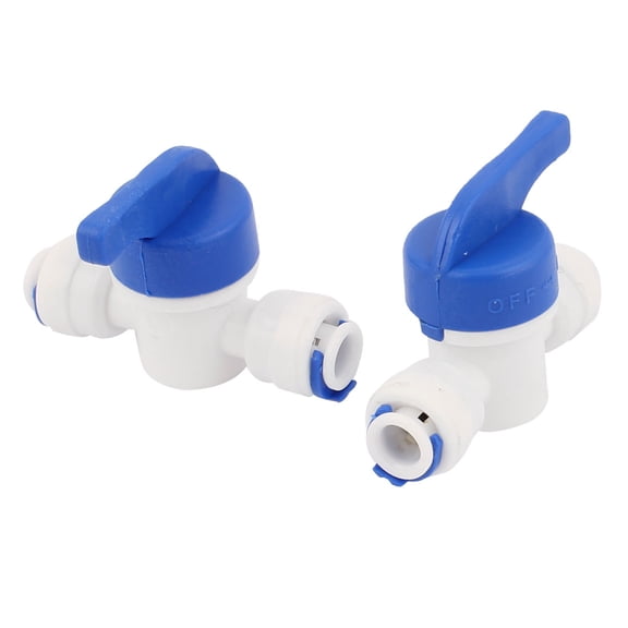 Unique Bargains 1/4" 6mm Plastic Hose Pipe Fitting Coupler Ball Valve Blue White 2Pcs