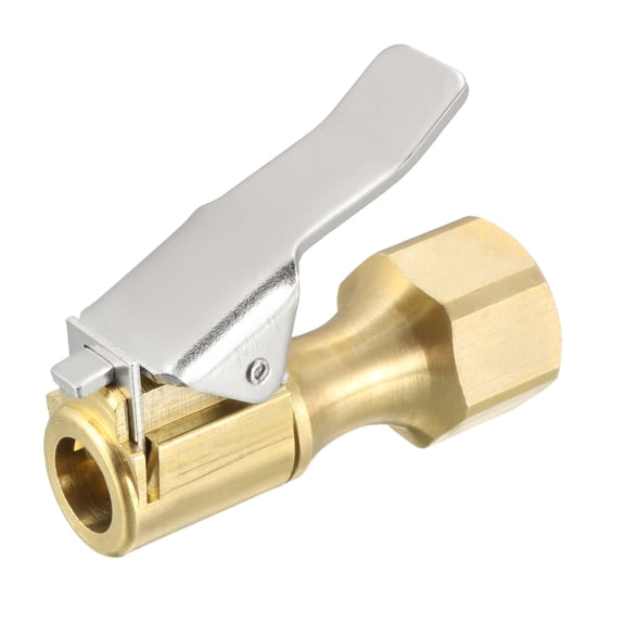 Unique Bargains 1/4" BSP Air Chuck Open Flow Straight Lock on Tire Chuck Copper Gold Tone