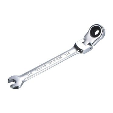 Unique Bargains 1/4" Flex-Head Ratcheting Combination Wrench SAE 72 Teeth 12 Point Ratchet Box Ended Spanner Tools, Cr-V