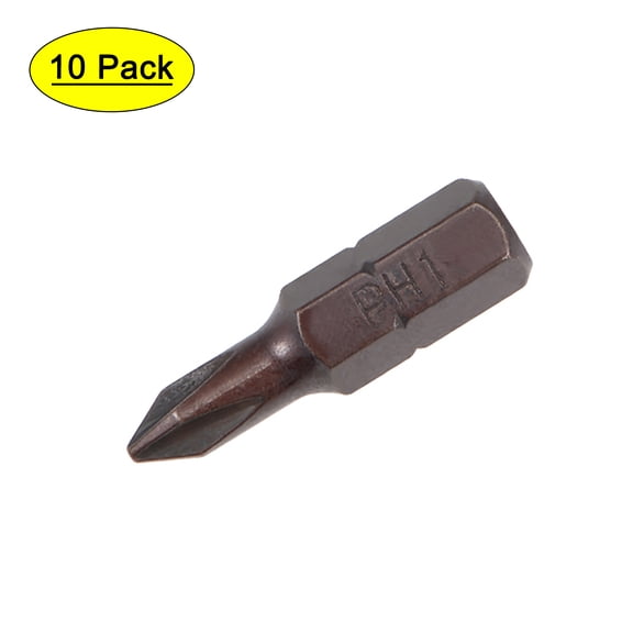 Unique Bargains 1/4" Hex Shank 0.98' Length #1 Magnetic Phillips Screwdriver Bit S2 Steel 10 Pack