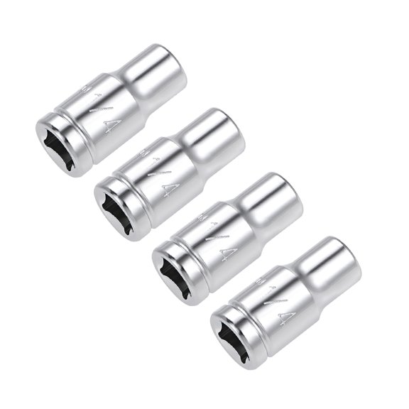 Unique Bargains 1/4 Inch Drive 6 Point Shallow Socket 1/4 Inch Cr-V Steel 4 pcs
