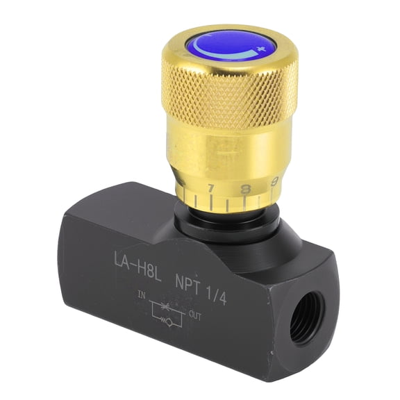 Unique Bargains 1/4" NPT Ports Hydraulic Flow Control Needle Valve, Single Direction Hydraulic Needle Valve, 5000PSI Carbon Steel Needle Valve