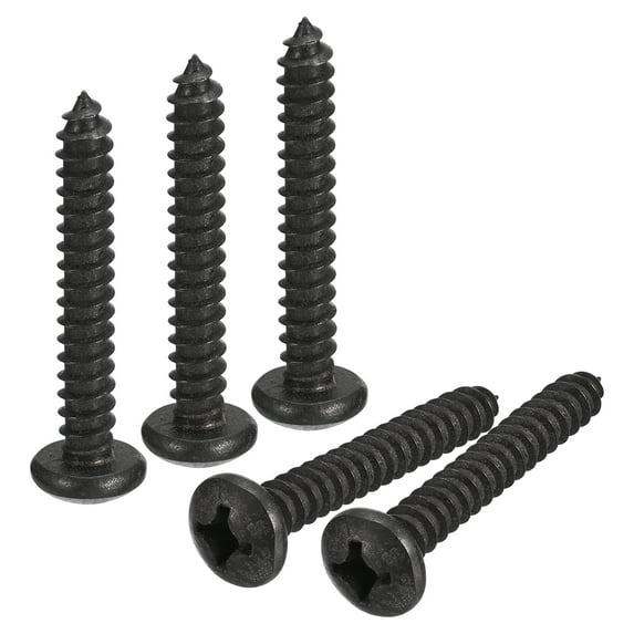 Unique Bargains 1/4 x 1-3/8' Phillips Pan Head Self-tapping Screw, 25pack 304 Stainless Steel Round Head Wood Screw (Black)