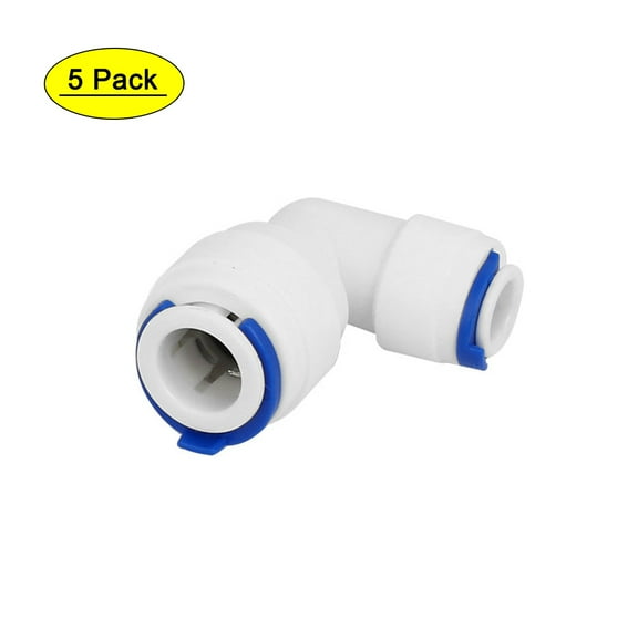 Unique Bargains 1/4" x 3/8" Tube Elbow Push In Quick Connect 5Pcs for Water Filter Fitting