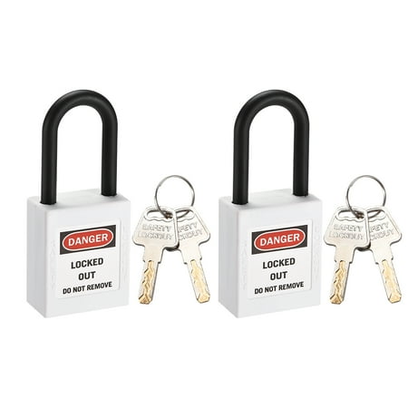 Unique Bargains 1.5" Lockout Tagout Locks Keyed Different Padlock Nylon White 2pcs