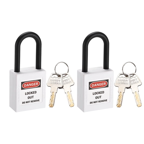 Unique Bargains 1.5" Lockout Tagout Locks Keyed Different Padlock Nylon White 2pcs