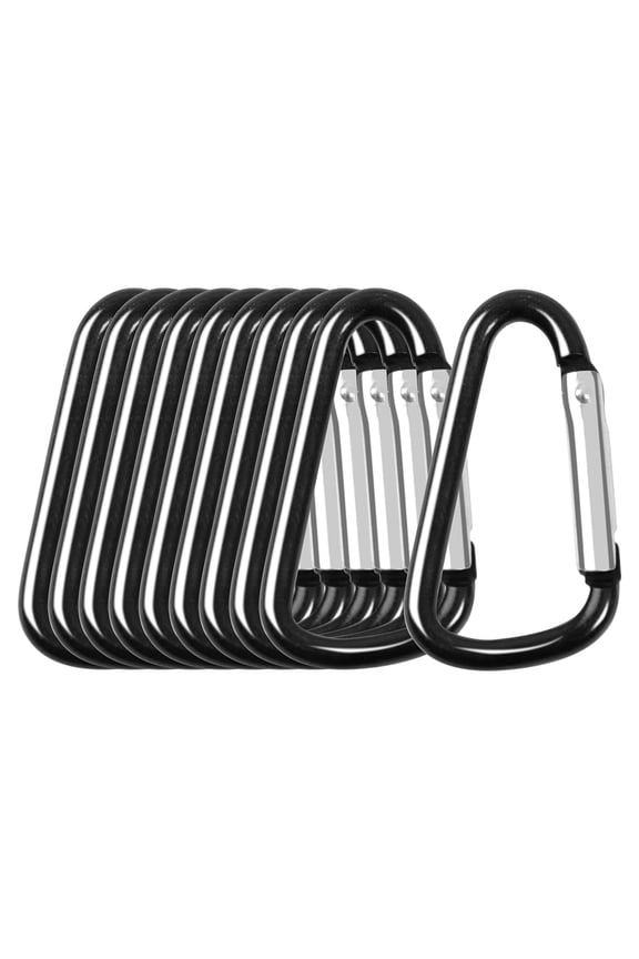 1.57" Carabiner Keychain Clip D Ring Aluminum Black 10Pcs