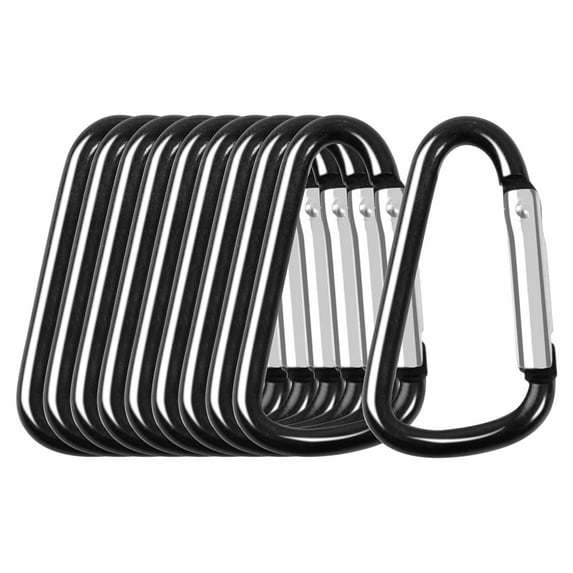 Unique Bargains 1.57" Carabiner Keychain Clip D Ring Aluminum Black 10Pcs