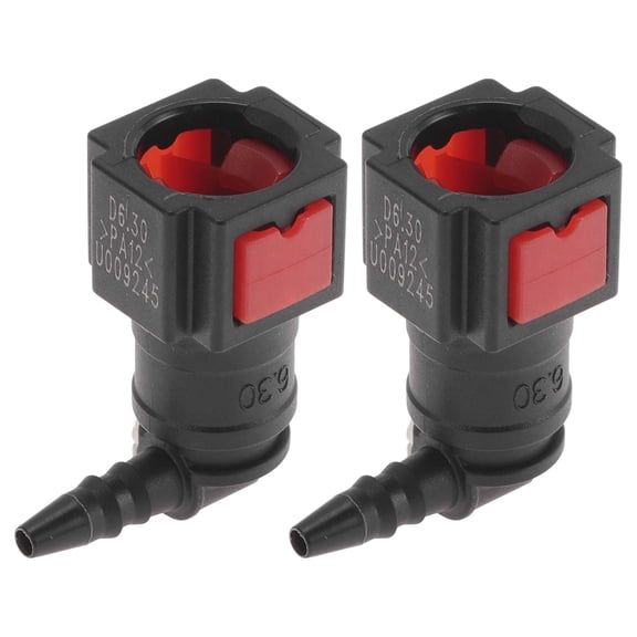 Unique Bargains 1/8" Fuel Line Quick Connector ID Hose for 1/4" SAE Male Connector Female to Barb 90 Degree Quick Adapter Seal Fittings Plastic Red 2 Pcs