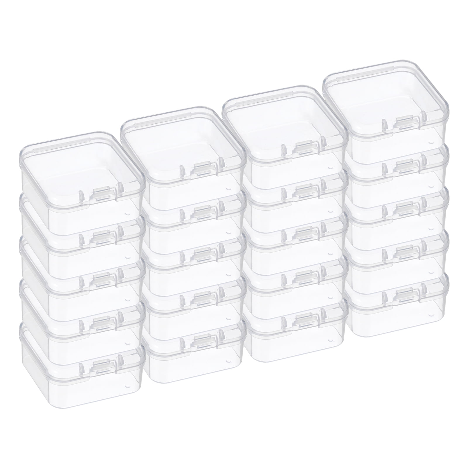 Unique Bargains 1.8"x1.8"x1" Clear Storage Box with Hinged Lid Plastic Stackable Organizer