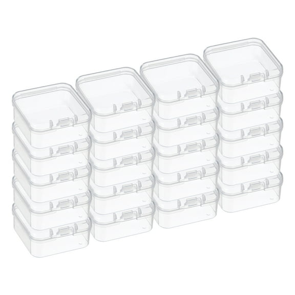 Unique Bargains 1.8"x1.8"x1" Clear Storage Box with Hinged Lid Plastic Stackable Organizer