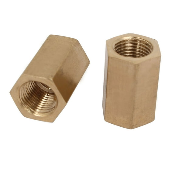 Unique Bargains 1/8BSP Female Thread Straight Hex Fitting Rod Coupling Nut Brass Tone 2Pcs