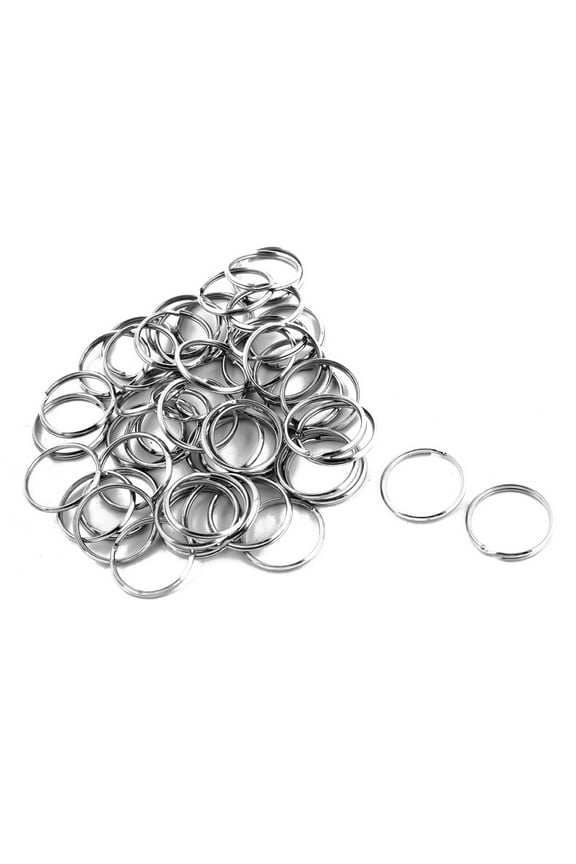 1" Diameter Metal Split Key Rings Keychains Silver Tone 50Pcs