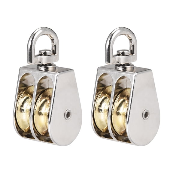Unique Bargains 1" Lifting Crane Swivel Hook Pulley Block Zinc Alloy Silver Tone 2Pcs
