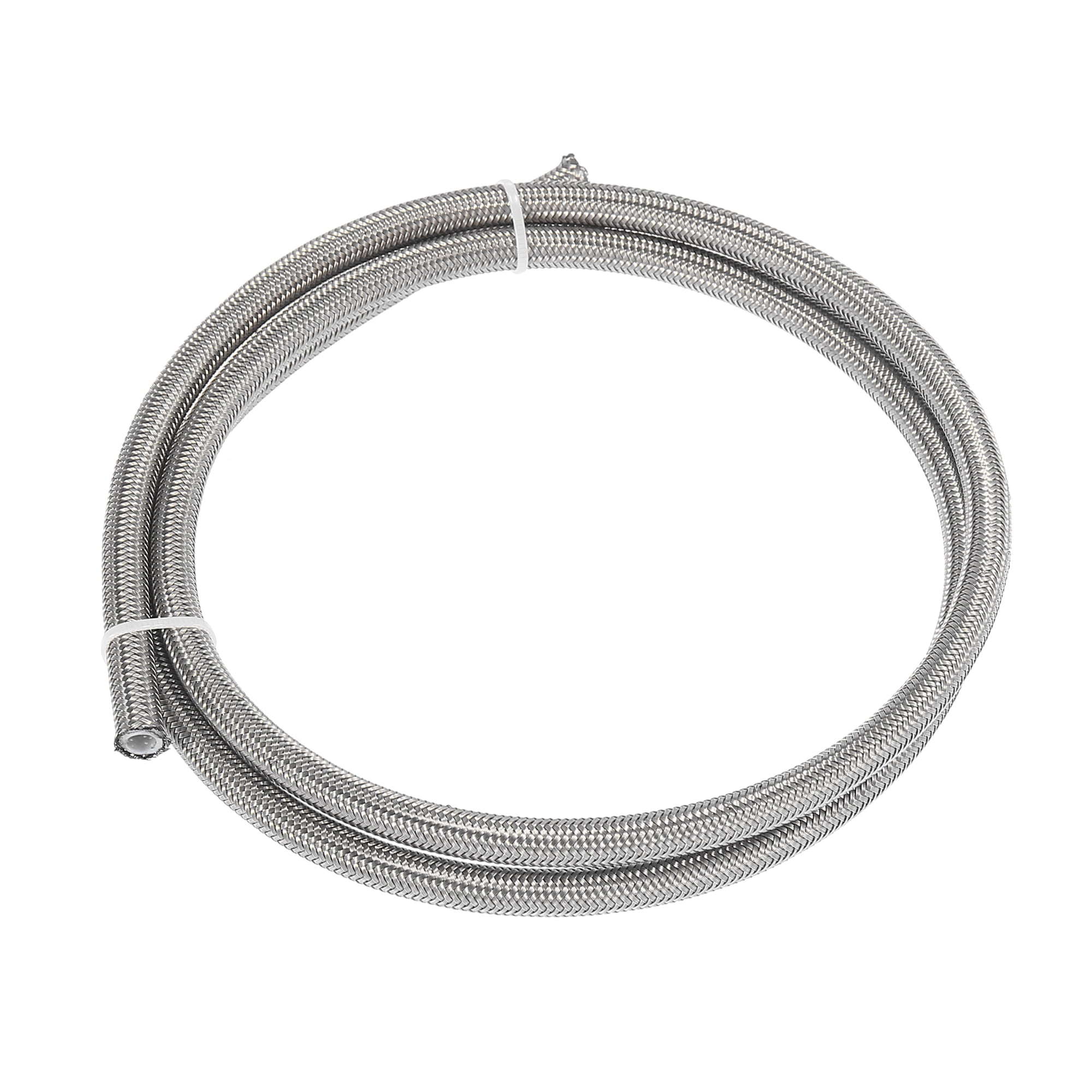 Unique Bargains 1 Meter Braided  for E85 Car Oil Fuel Gas Line Hose Silver AN4 1/4"