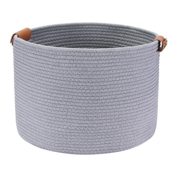 Unique Bargains 1 PC Woven Storage Basket Shelf Closet Storage Bin for Home Decor Grey L