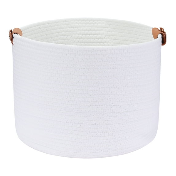 Unique Bargains 1 PC Woven Storage Basket Shelf Closet Storage Bin for Home Decor White L