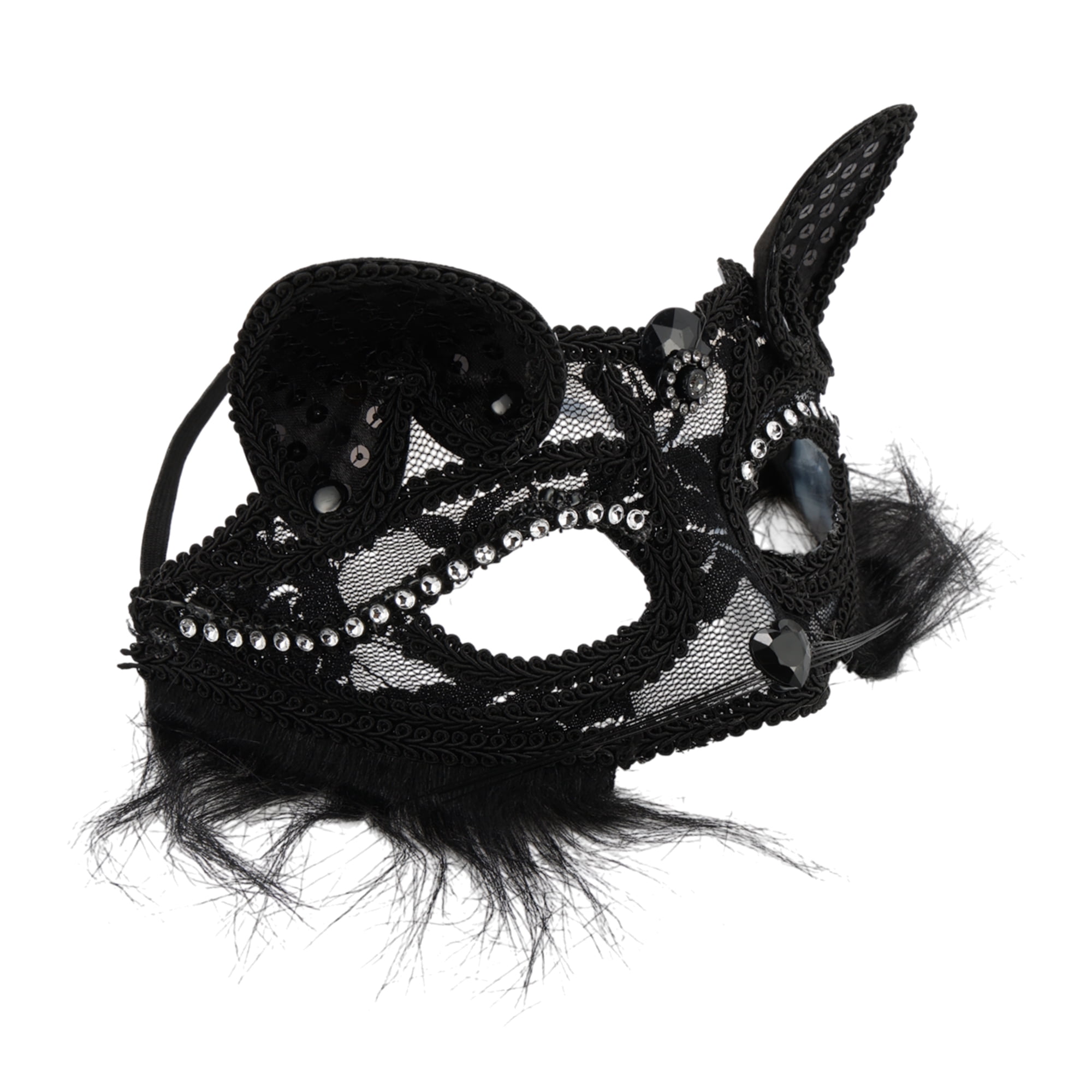 Unique Bargains 1 Pack Cat Party Mask for Themed Events Black Pattern 1
