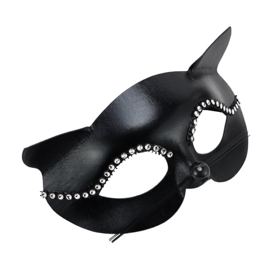 Unique Bargains 1 Pack Cat Party Mask for Themed Events Black Pattern 2
