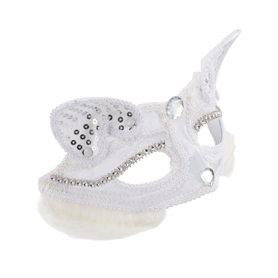 Unique Bargains 1 Pack Cat Party Mask for Themed Events White