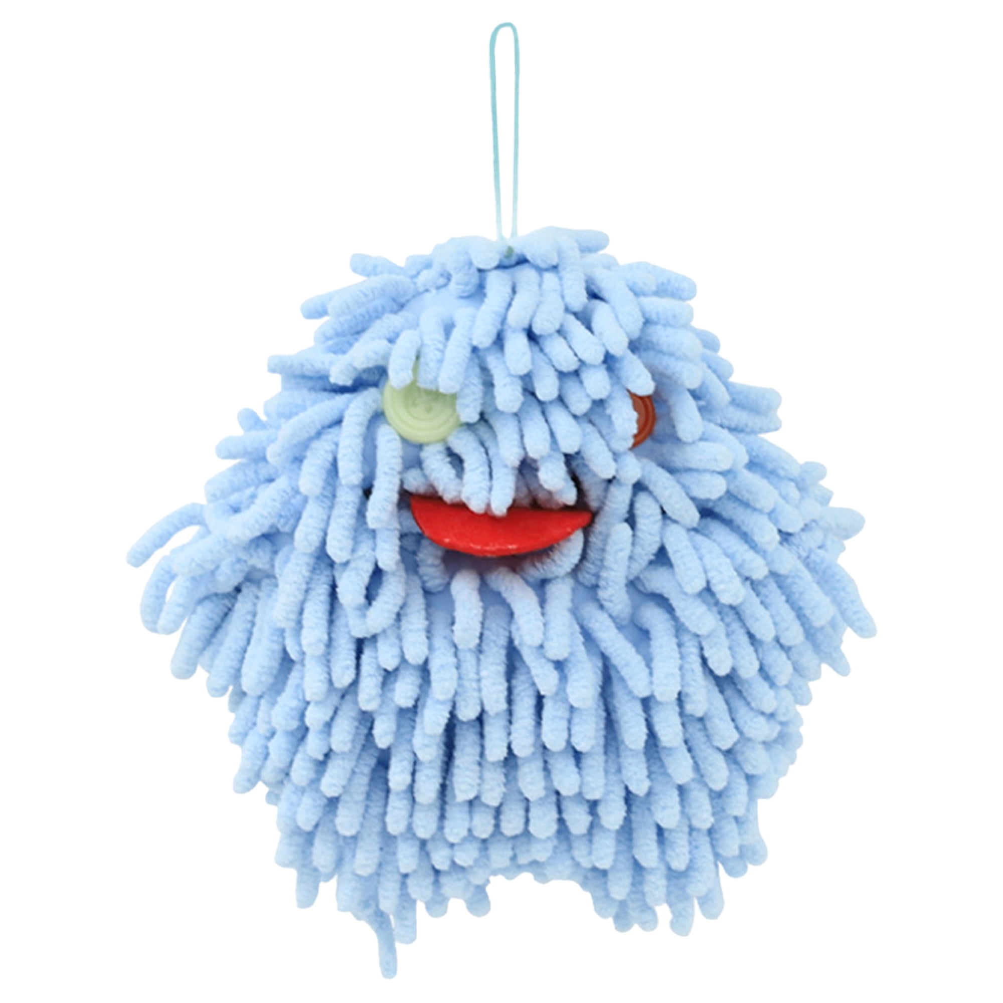 Unique Bargains 1 Pack Chenille Hanging Ball Hand Towels for Bathroom Blue