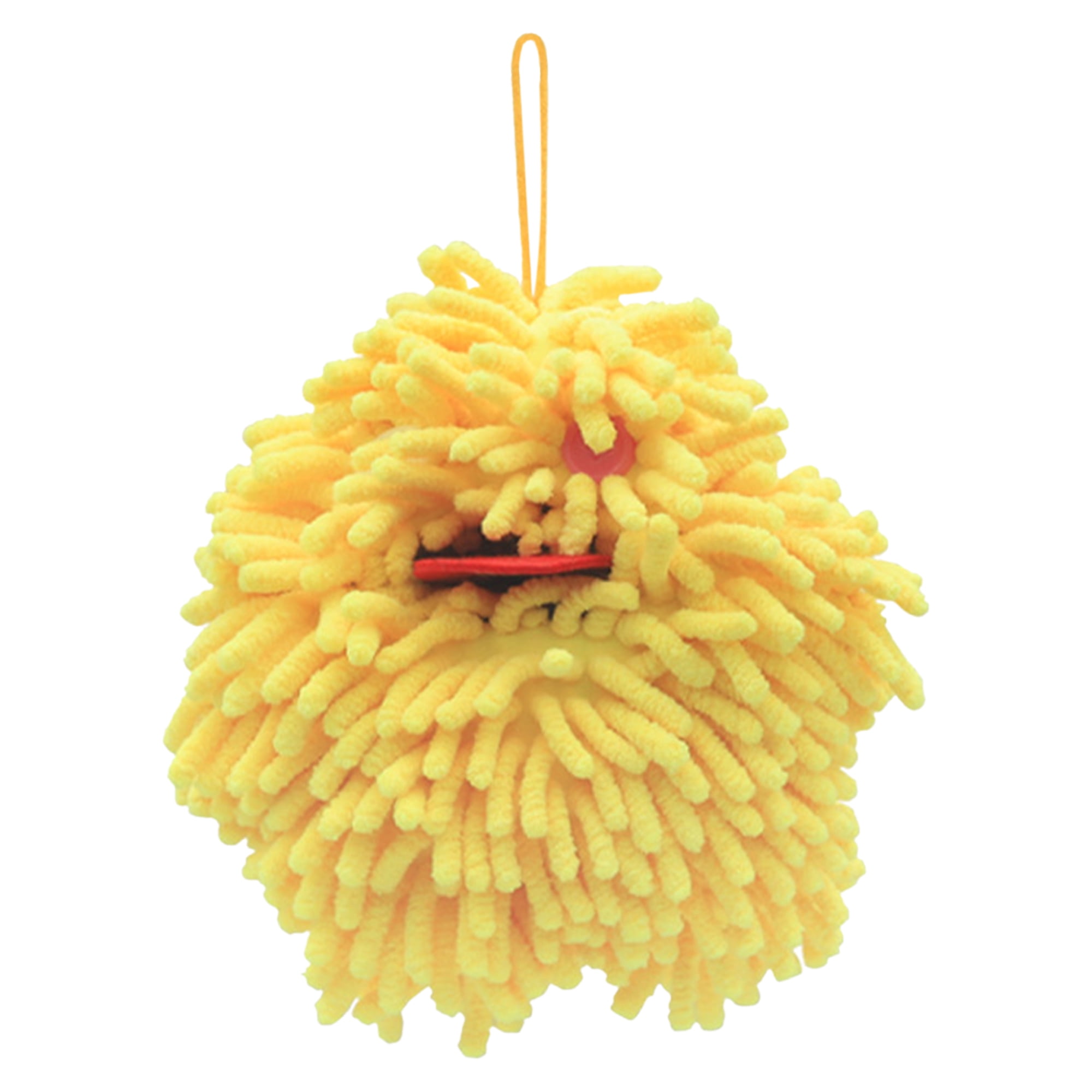 Unique Bargains 1 Pack Chenille Hanging Ball Hand Towels for Bathroom Yellow
