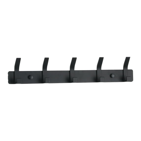 Unique Bargains 1 Pack Coat Rack Wall Mount Coat Hook with 5 Hooks for Bedroom Black