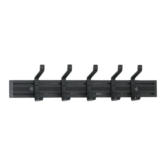 Unique Bargains 1 Pack Coat Rack Wall Mount Solid Coat Hook for Hanging with 5 Hooks Black