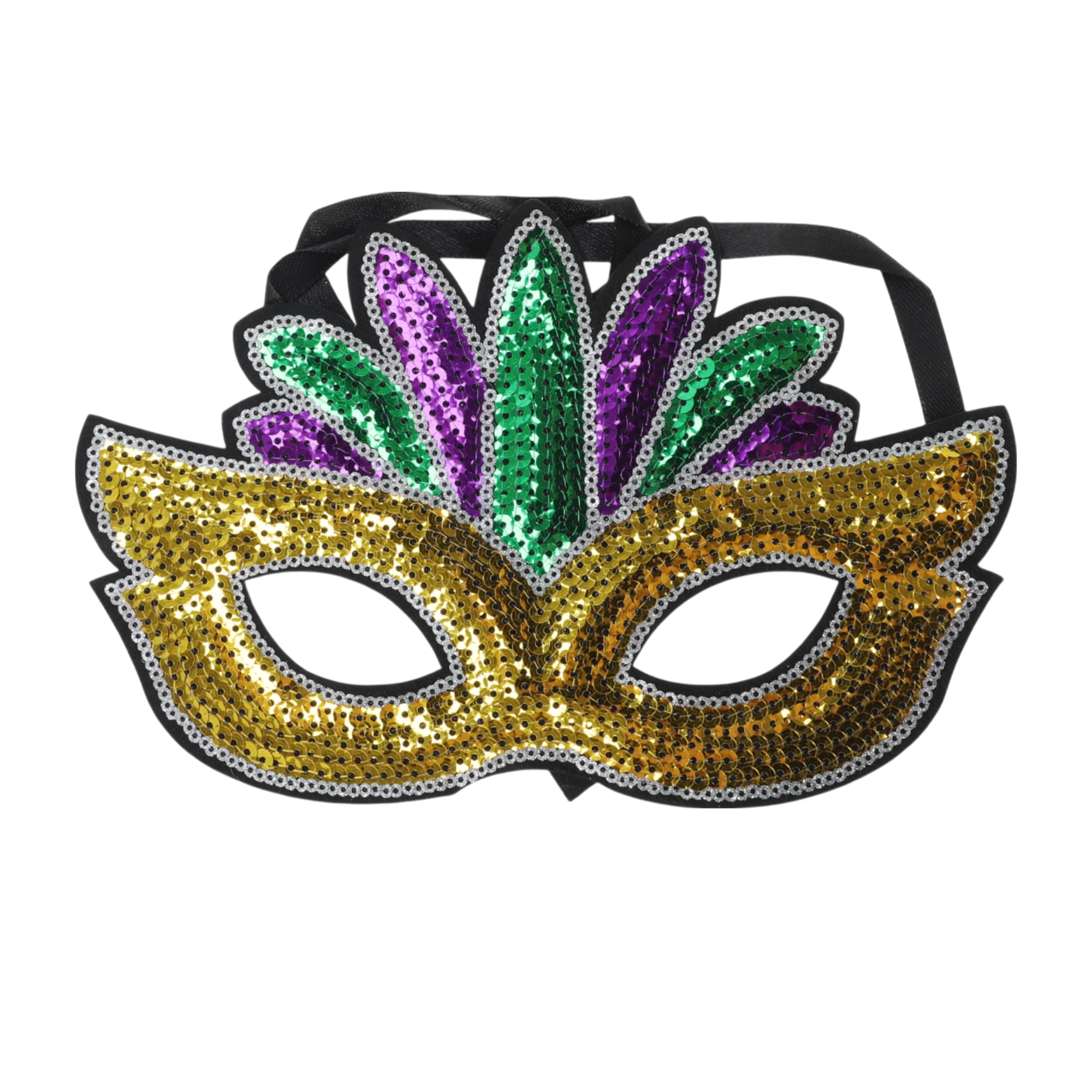 Unique Bargains 1 Pack Colorful Sequins Party Mask Purple Green Yellow ...