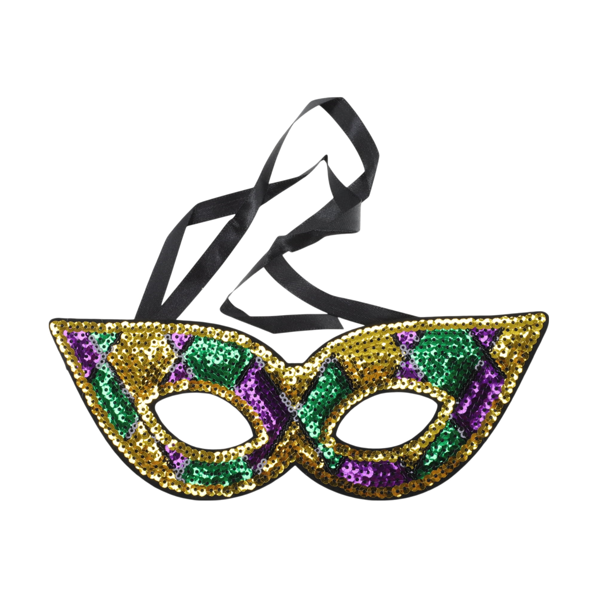 Unique Bargains 1 Box Colorful Sequins Party Mask Purple Green Yellow 4