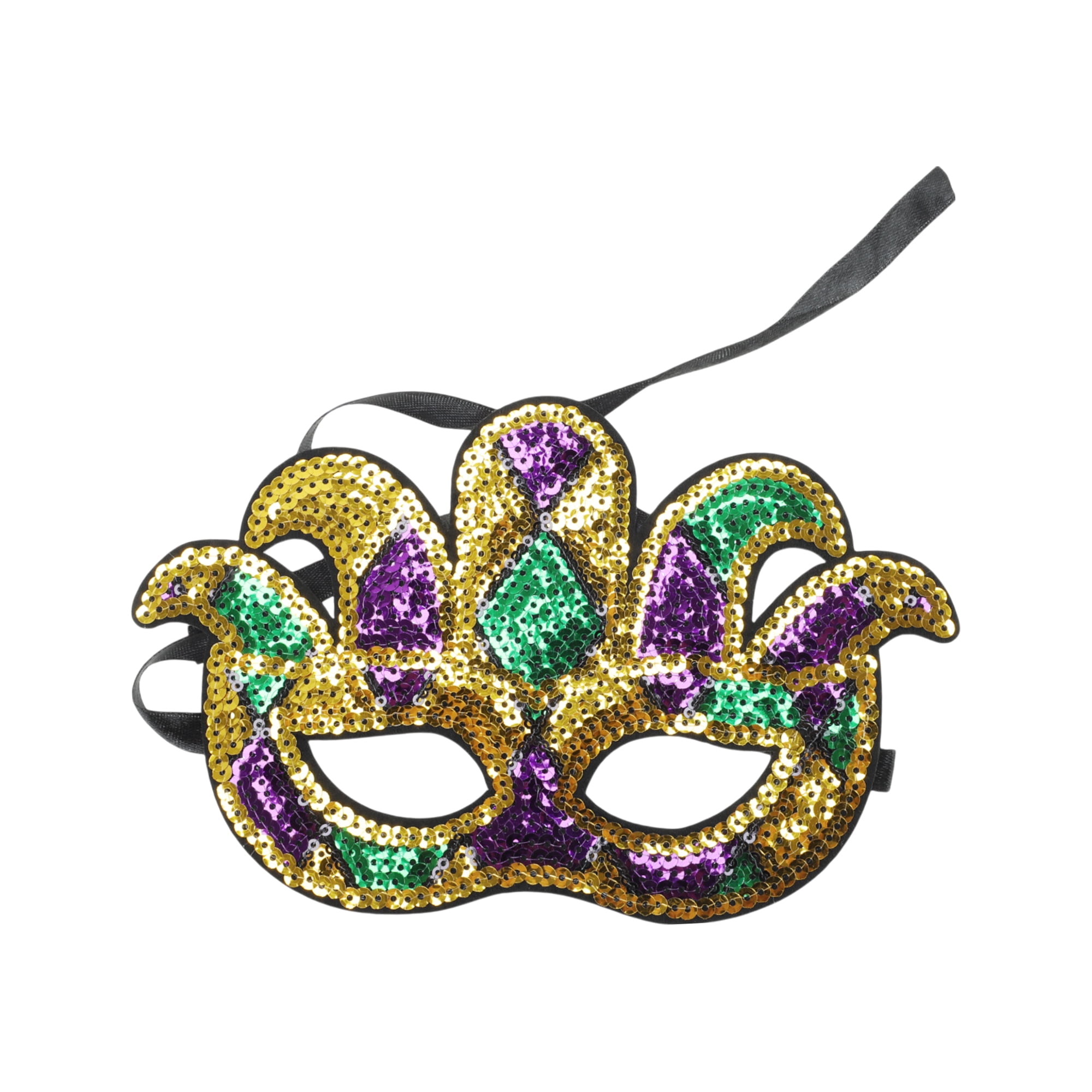 Unique Bargains 1 Pack Colorful Sequins Party Mask Purple Green Yellow 6