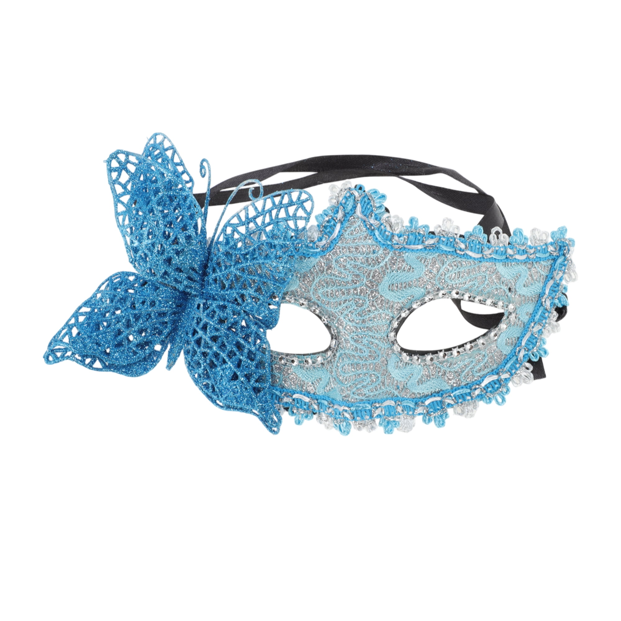 Unique Bargains 1 Pack Elegant 3D Butterfly Half Face Party Mask Blue