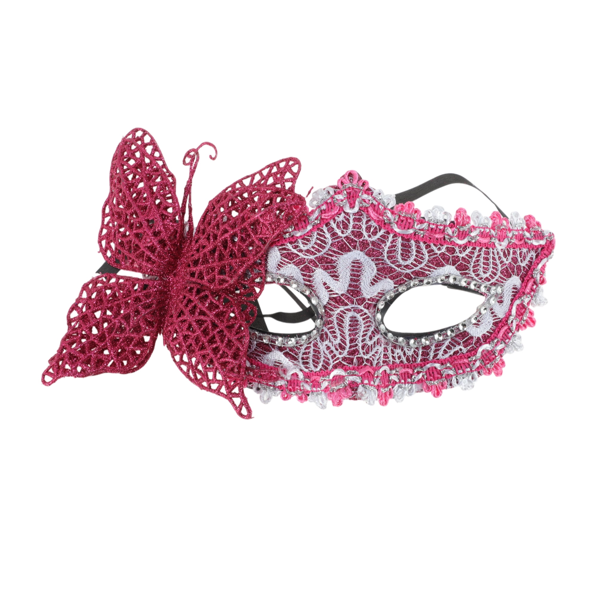 Unique Bargains Elegant 3D Butterfly Half Face Party Mask Rose Red