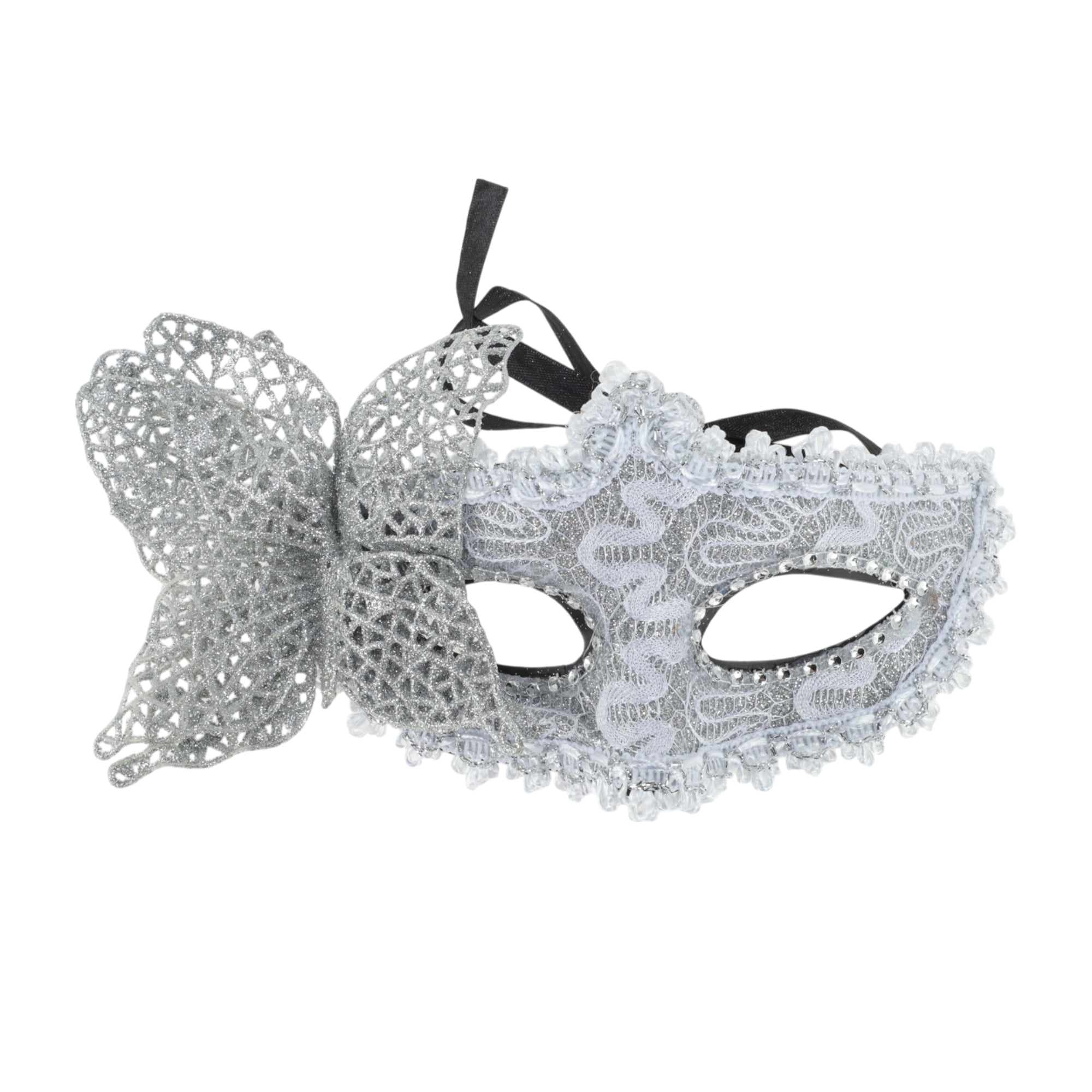 Unique Bargains 1 Box Elegant 3D Butterfly Half Face Party Mask White