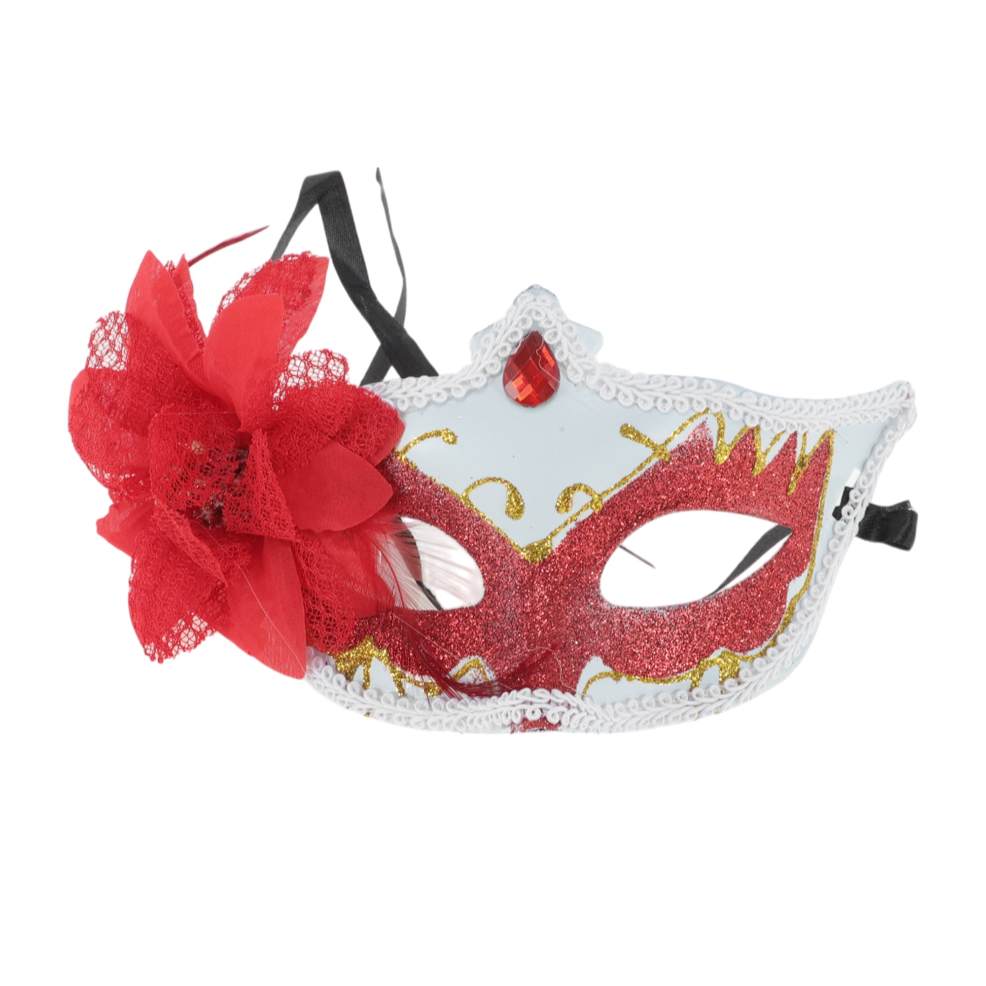 Unique Bargains 1 Box Elegant Ball Princess Half Face Party Mask Red