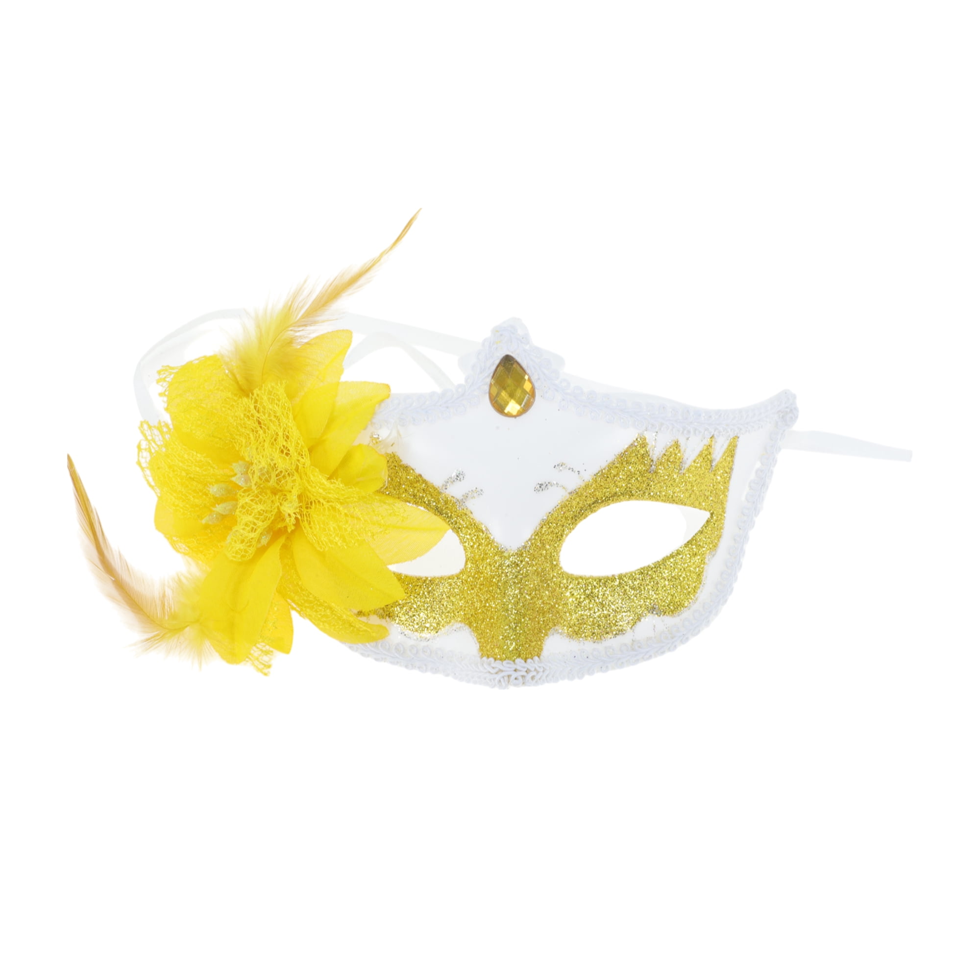 Unique Bargains 1 Box Elegant Ball Princess Half Face Party Mask Yellow