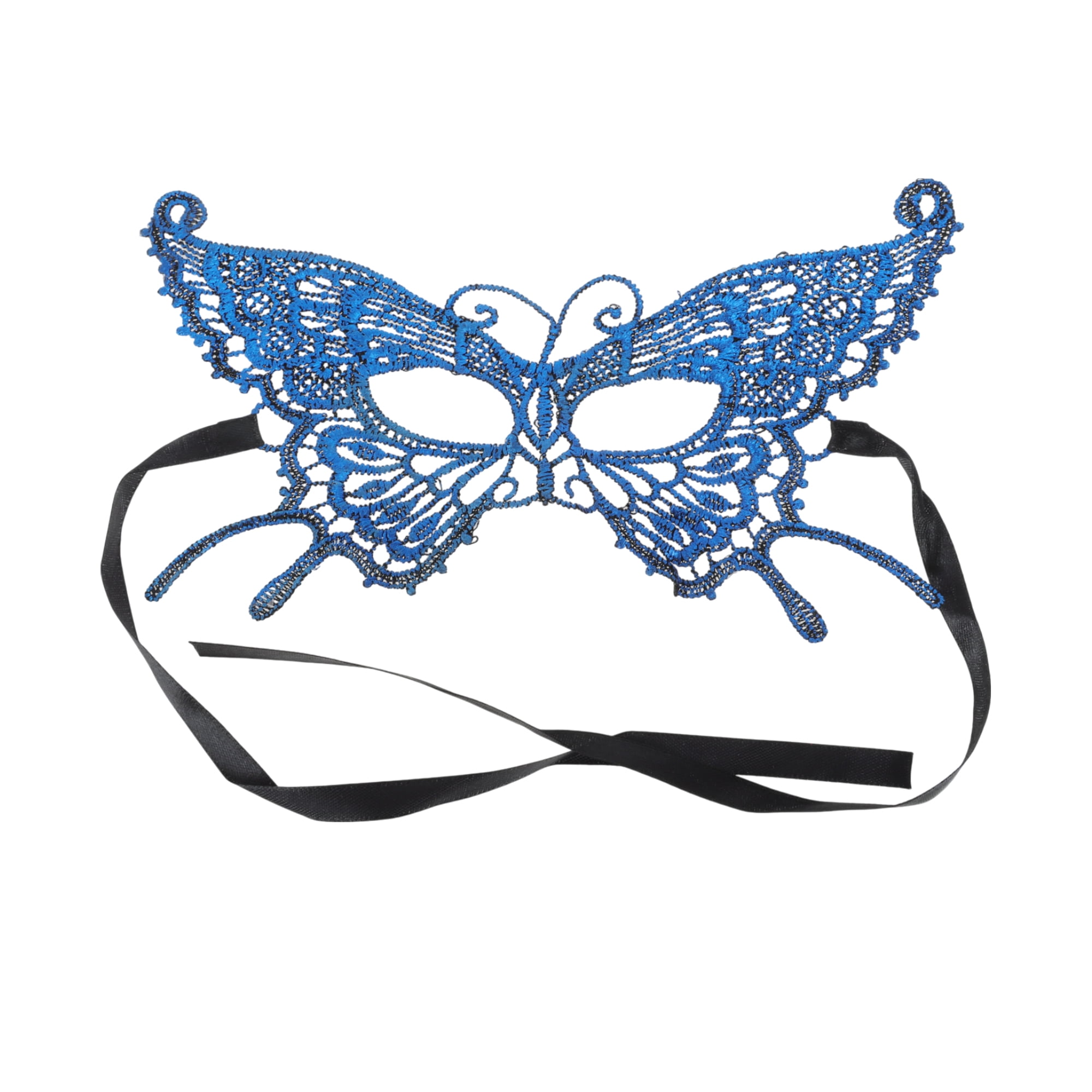 Unique Bargains 1 Box Elegant Butterfly Half Face Party Mask Blue
