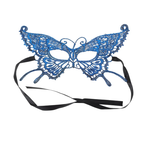 Unique Bargains Elegant Butterfly Half Face Party Mask Blue