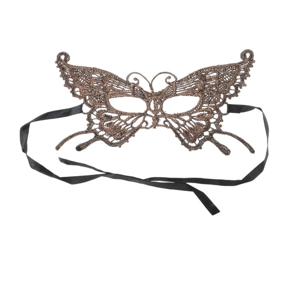 Unique Bargains 1 Box Elegant Butterfly Half Face Party Mask Bronze
