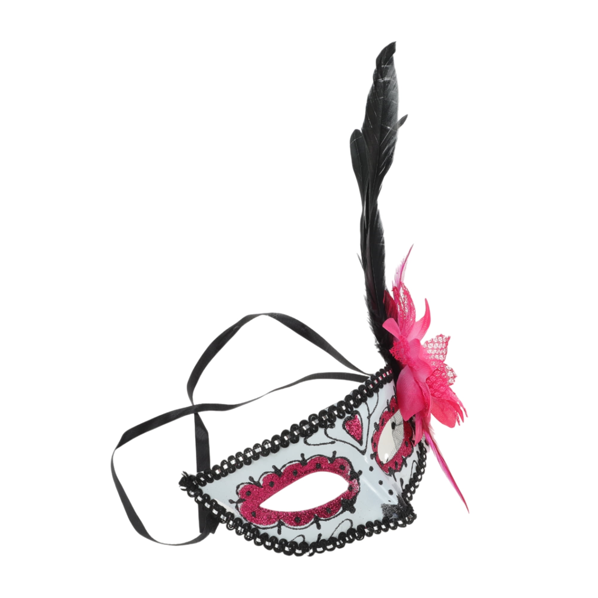 Unique Bargains 1 Pack Elegant Feather King Half Face Party Mask Rose ...