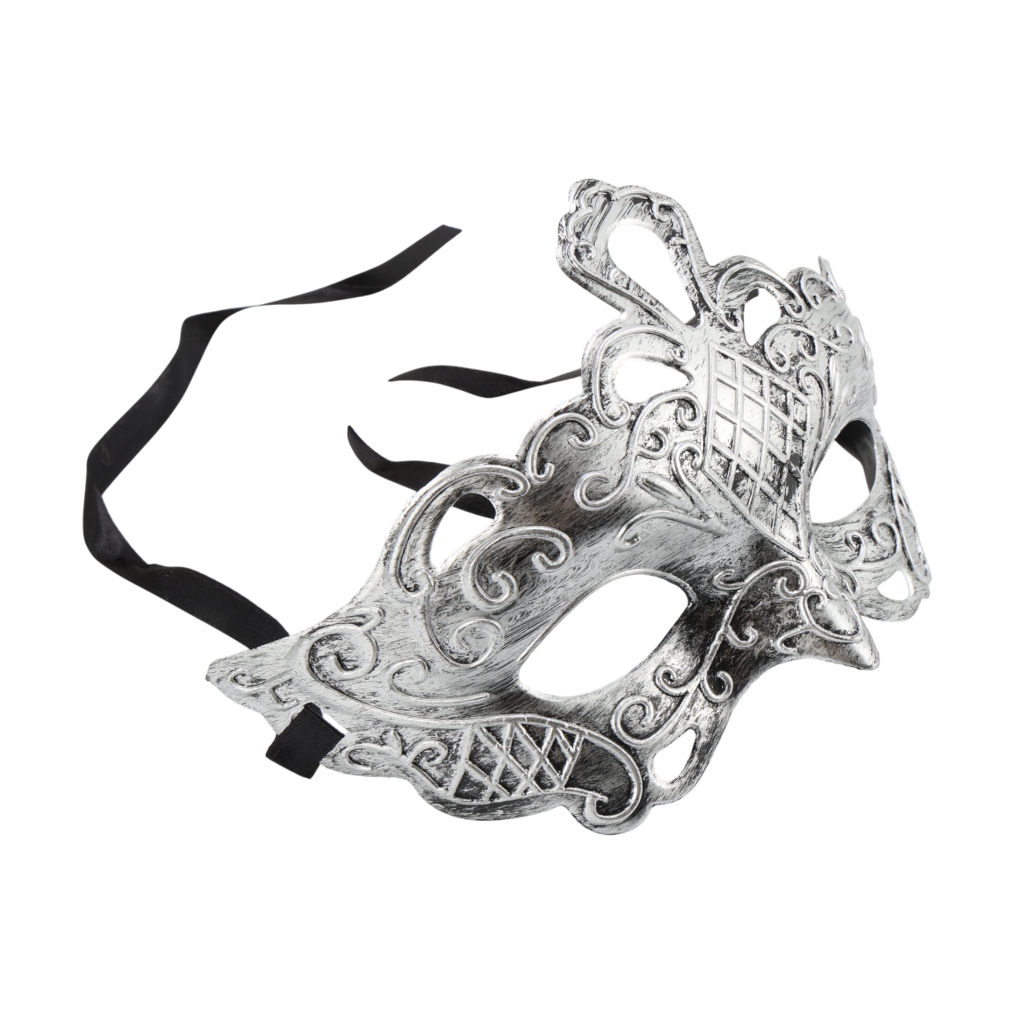 Unique Bargains 1 Pack Elegant Half-face Party Mask Silver Pattern 7 ...