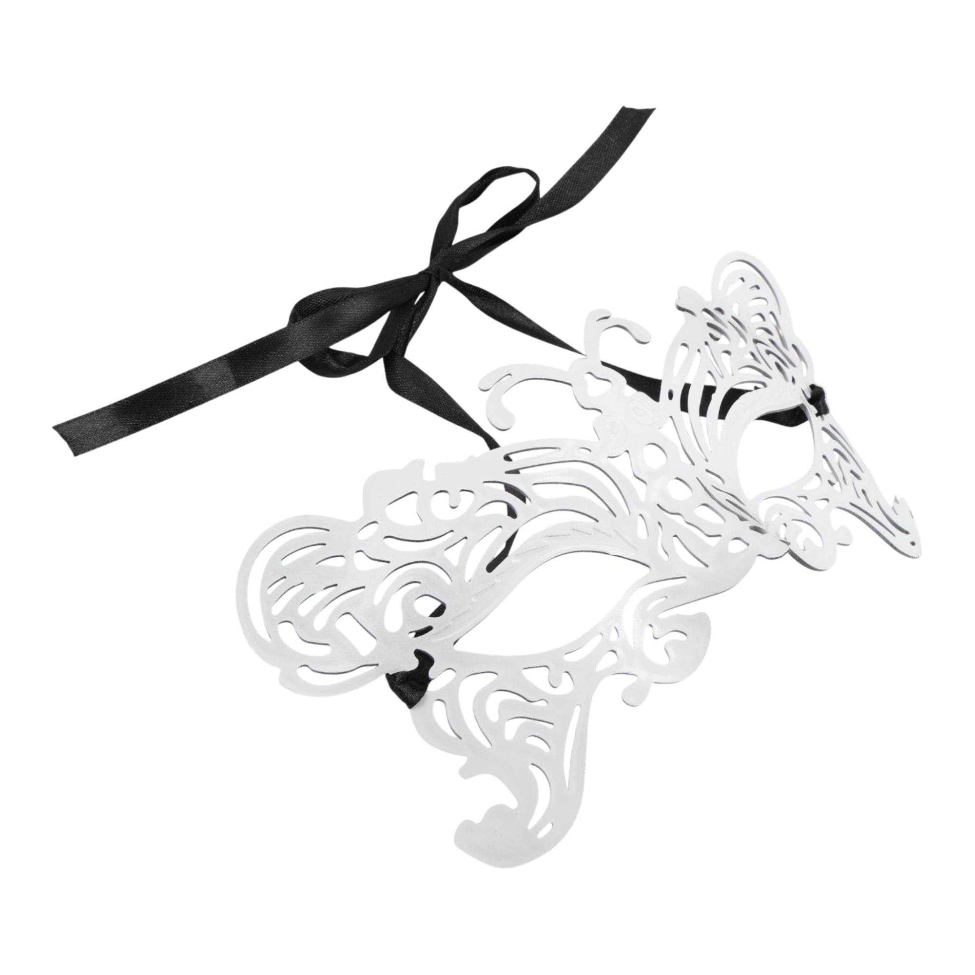 Unique Bargains 1 Pack Elegant Half-face Party Mask White Pattern 2