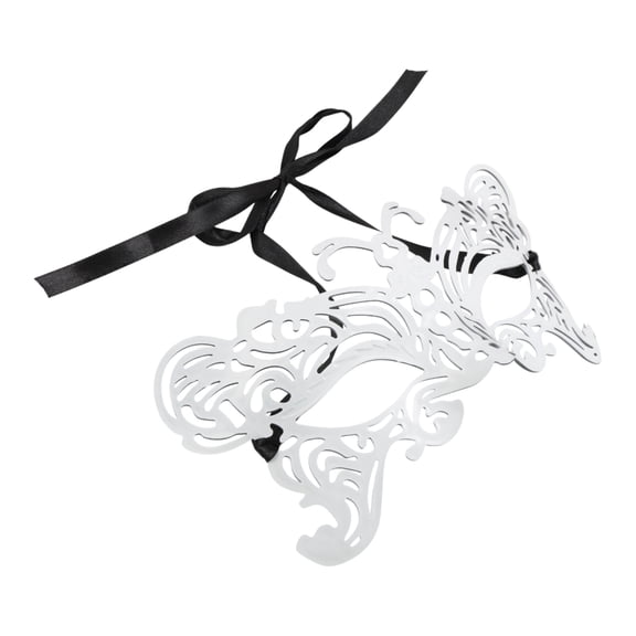 Unique Bargains 1 Pack Elegant Half-face Party Mask White Pattern 2
