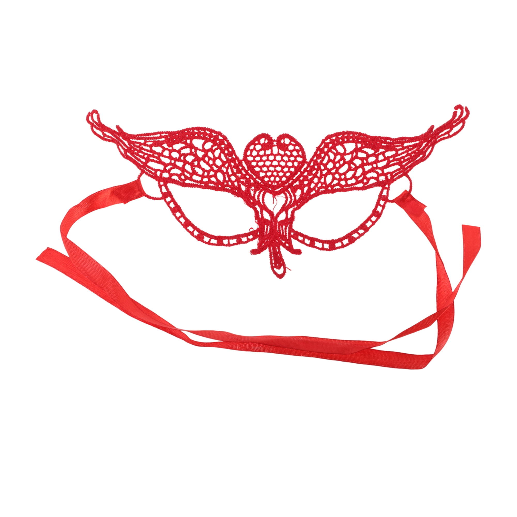 Unique Bargains 1 Pack Elegant Lace Half Face Party Mask Red Pattern 1