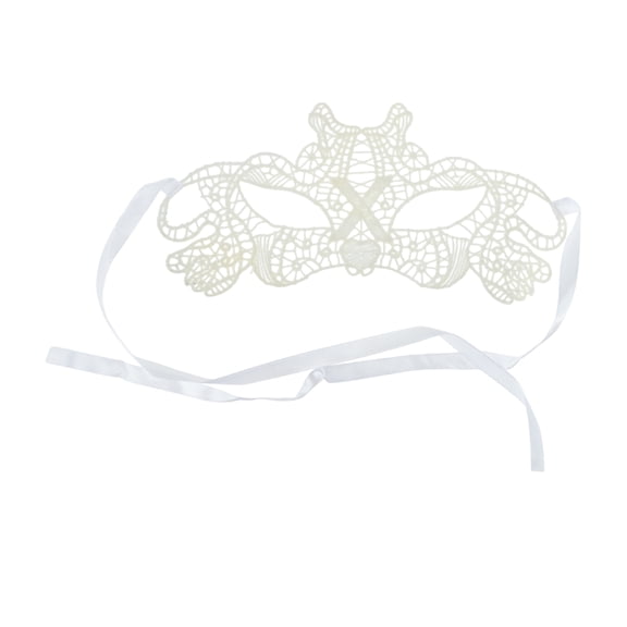 Unique Bargains 1 Box Elegant Lace Half Face Party Mask White Pattern 1