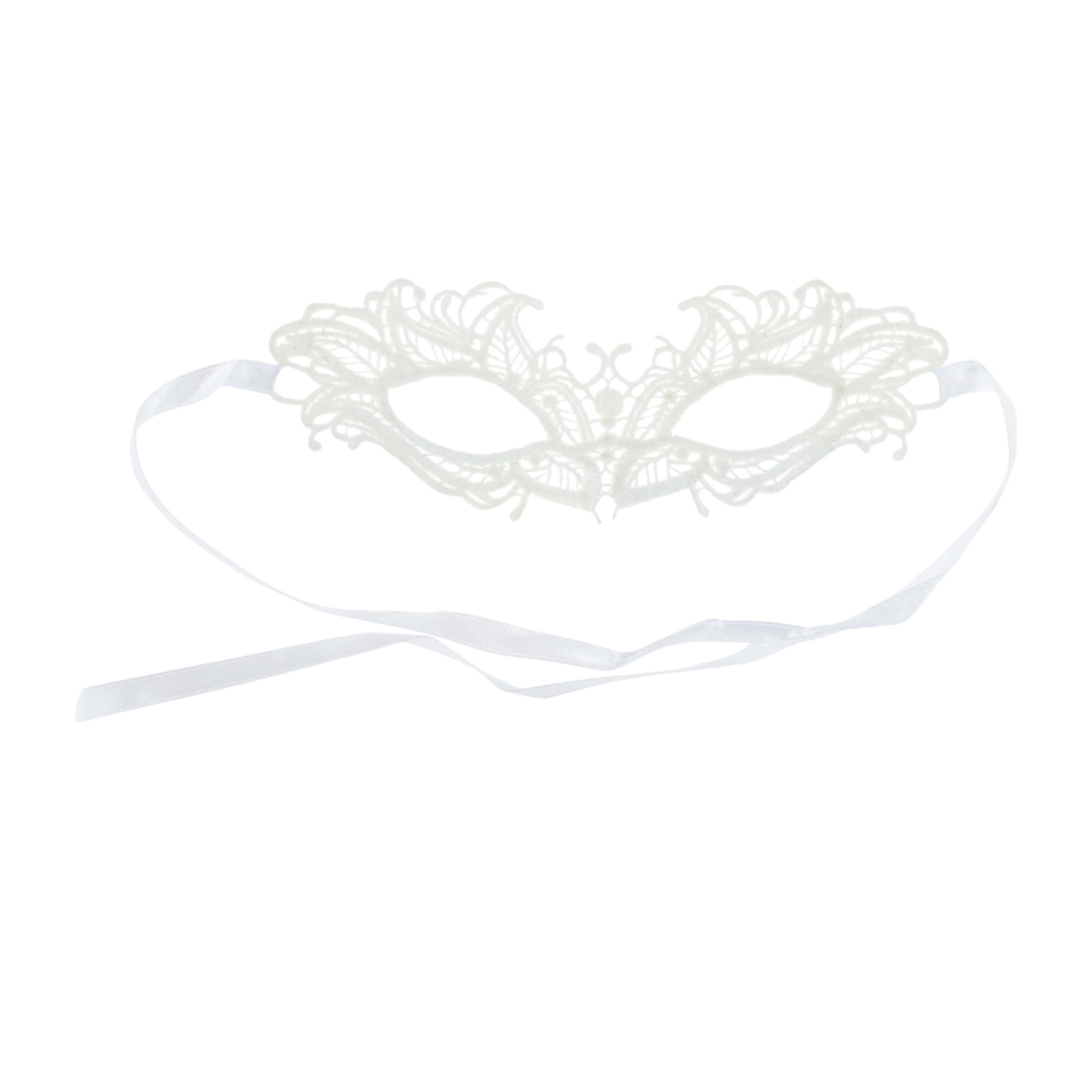 Unique Bargains 1 Box Elegant Lace Half Face Party Mask White Pattern 4